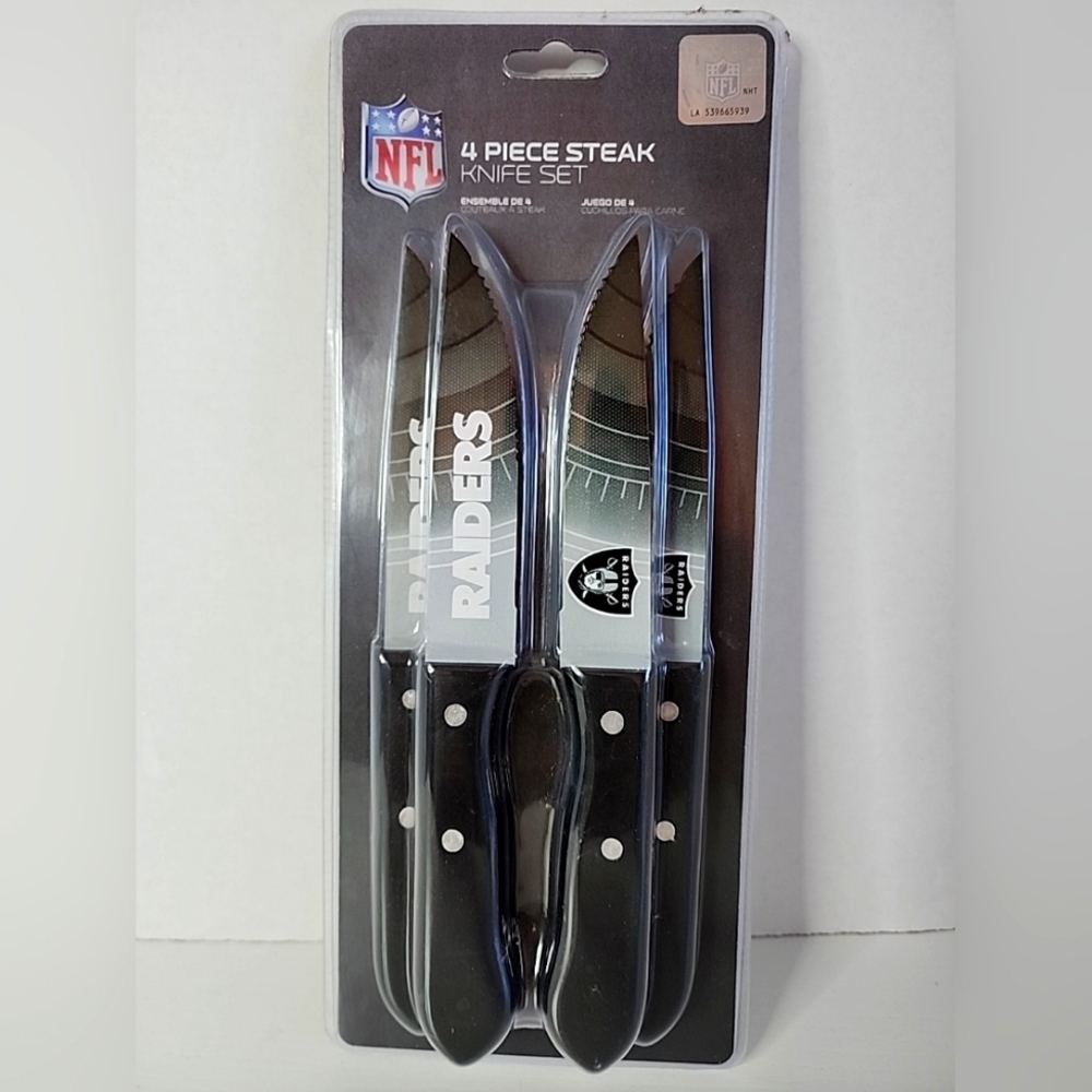Raiders 4 Piece Steak Knife Set - Stainless Steel Serrated Blades NEW